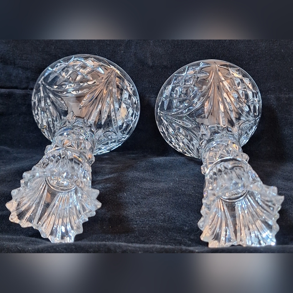 Elegant Lead Crystal Candle Holders - Picture 2 of 4
